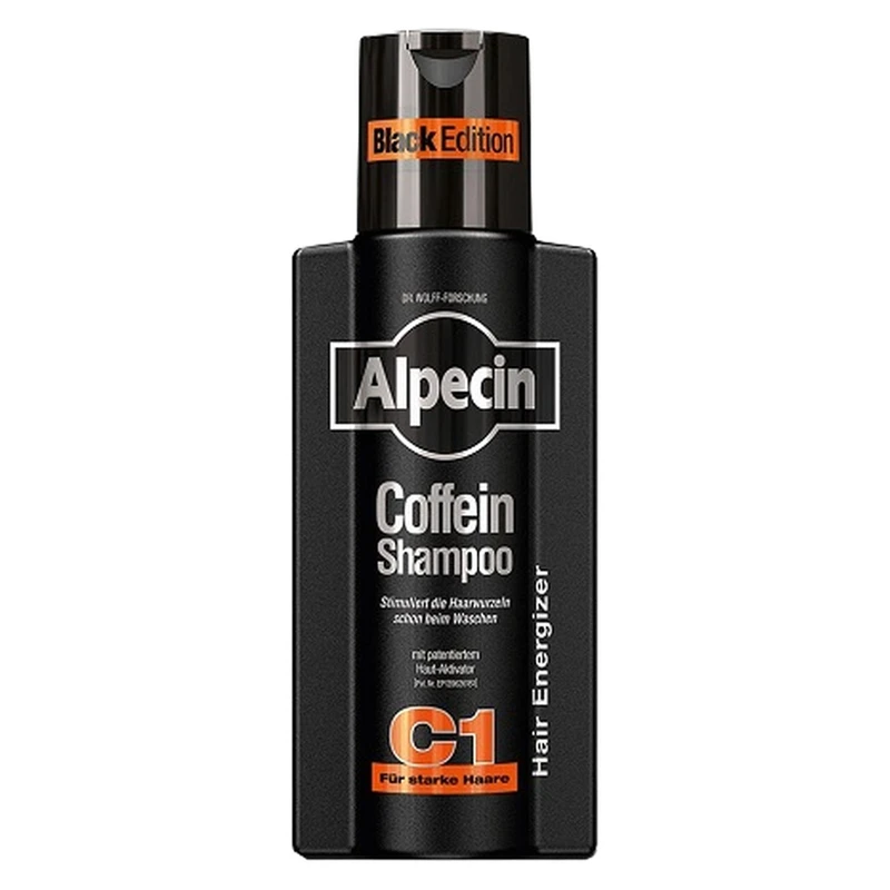 شامپو مشکی تقویت‌کننده و ضد ریزش مو آلپسین مدل CAFFEINE