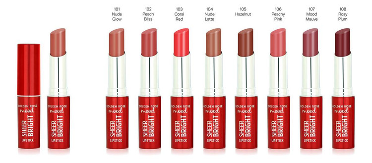رژ لب جامد شفاف و براق گلدن رز Mood Sheer Bright Lipstick