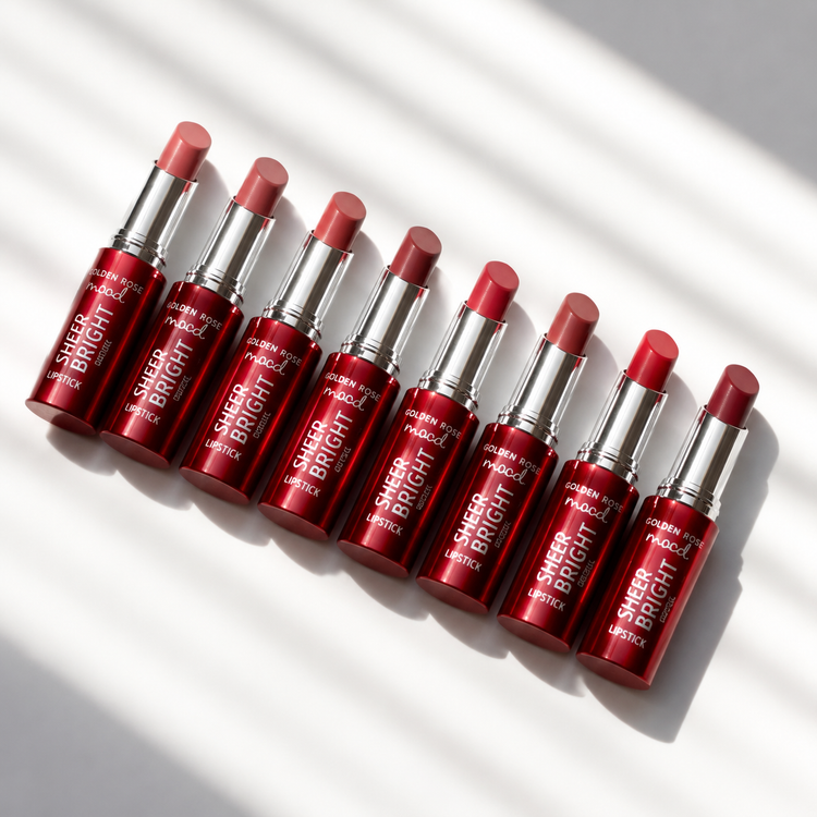 رژ لب جامد شفاف و براق گلدن رز Mood Sheer Bright Lipstick