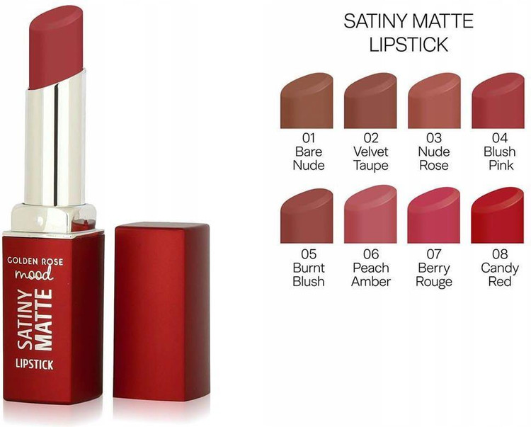 رژ لب جامد مات ساتینی گلدن رز Golden Rose Mood Satiny Matte Lipstick
