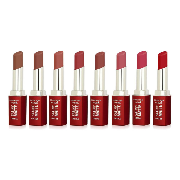 رژ لب جامد مات ساتینی گلدن رز Golden Rose Mood Satiny Matte Lipstick