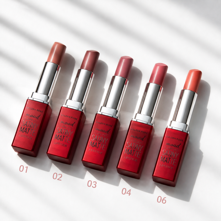 رژ لب جامد مات ساتینی گلدن رز Golden Rose Mood Satiny Matte Lipstick