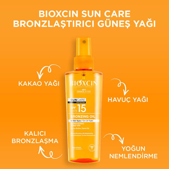 اسپری روغن برنز کننده بیوکسین دارای spf15 حجم 200 میل