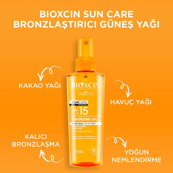اسپری روغن برنز کننده بیوکسین دارای spf15 حجم 200 میل