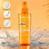 اسپری روغن برنز کننده بیوکسین دارای spf15 حجم 200 میل