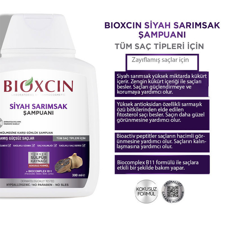 شامپو بیوکسین سیر سیاه (Bioxcin Black Garlic Shampoo)