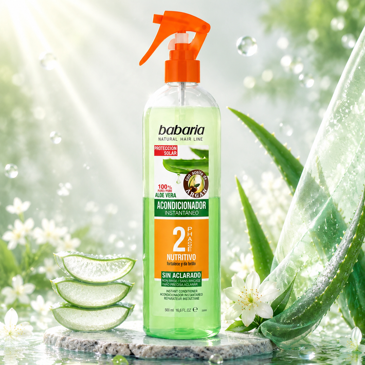 نرمکننده دوفاز مو باباریا Aloe Vera و روغن آرگان (500 میل)