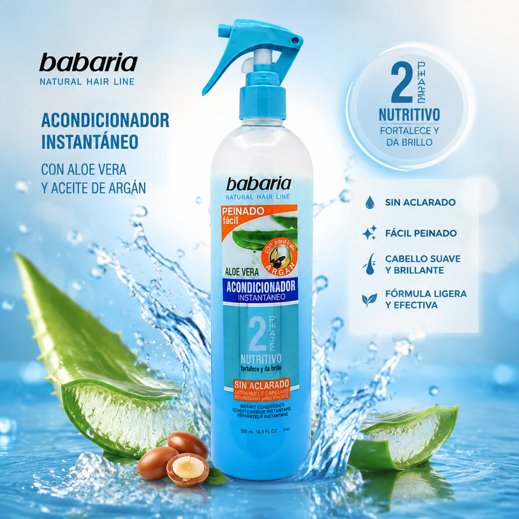 نرمکننده دوفاز مو باباریا Aloe Vera و روغن آرگان (500 میل)